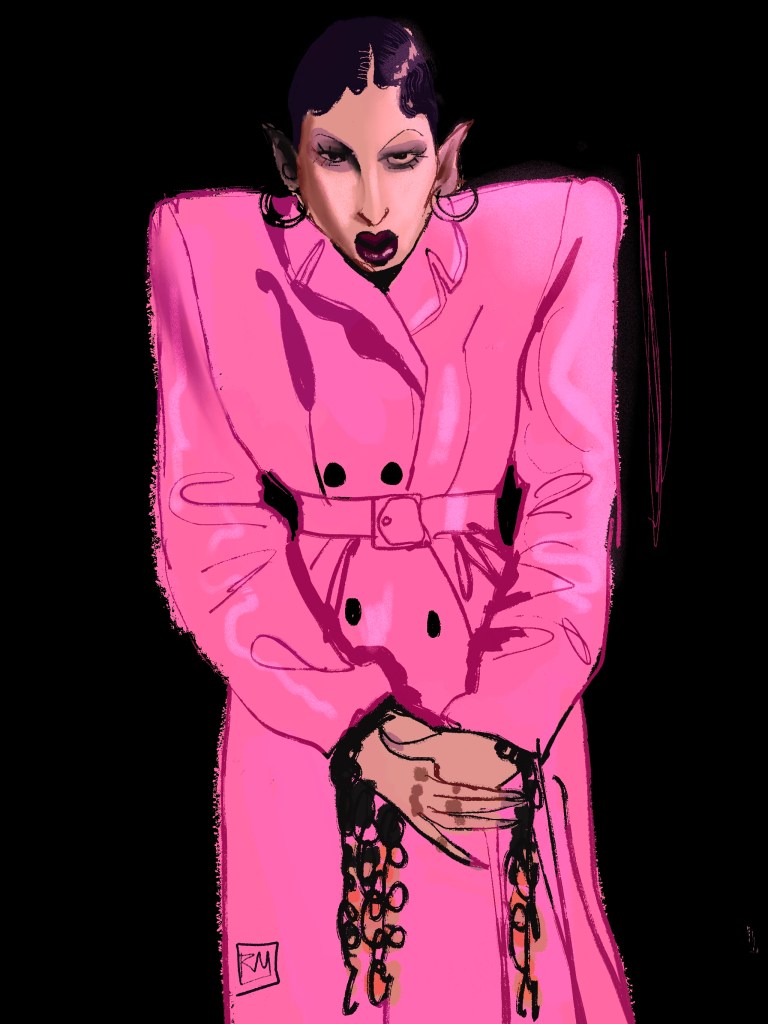 sketchy illustration of Eartheater from the numero mag photoshoot