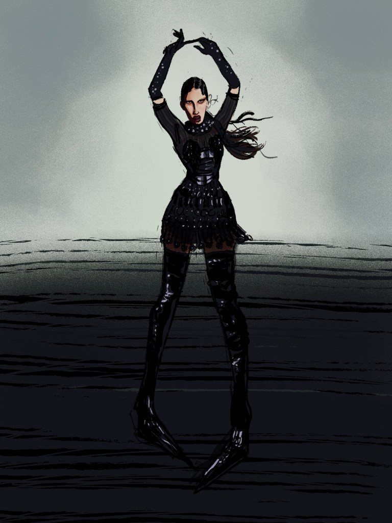 sketchy illustration of Eartheater from the numero mag photoshoot